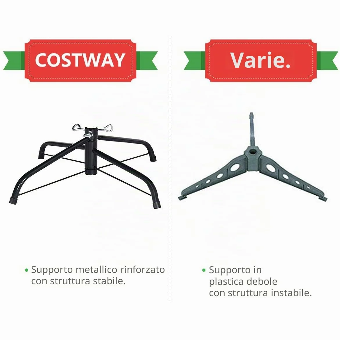 FANTASK - Albero di Natale artificiale, albero in PVC con sistema pieghevole, aghi in PVC con supporto in metallo, ideale per Natale, albero di Natale perfetto per casa, ufficio, negozio (180 cm)