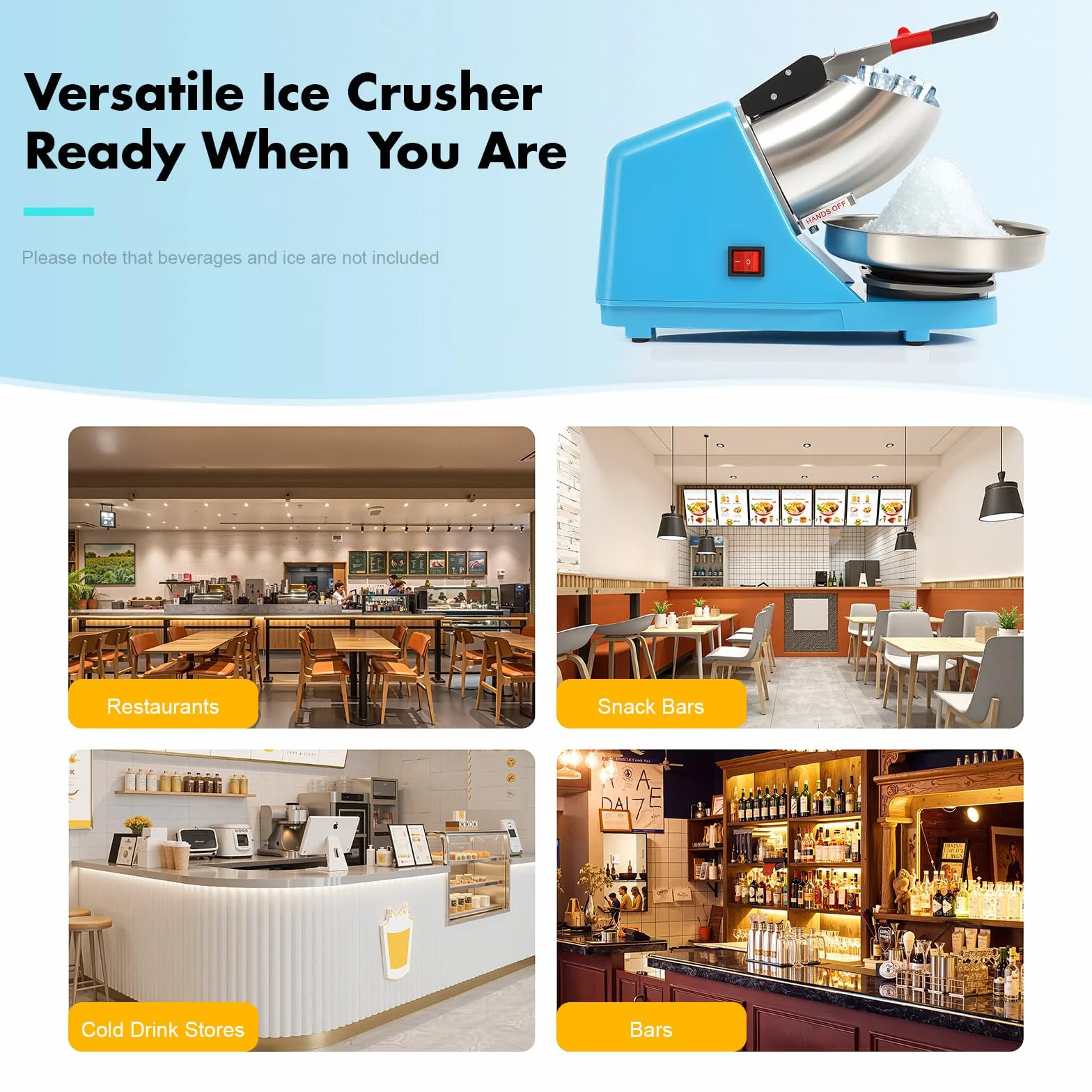 Tritatutto elettrico per ghiaccio in acciaio inox, capacità di ghiaccio tritato 65 kg/H, Ice Shaver macchina per neve per uso domestico e commerciale, raschietto per bevande fredde, frullati