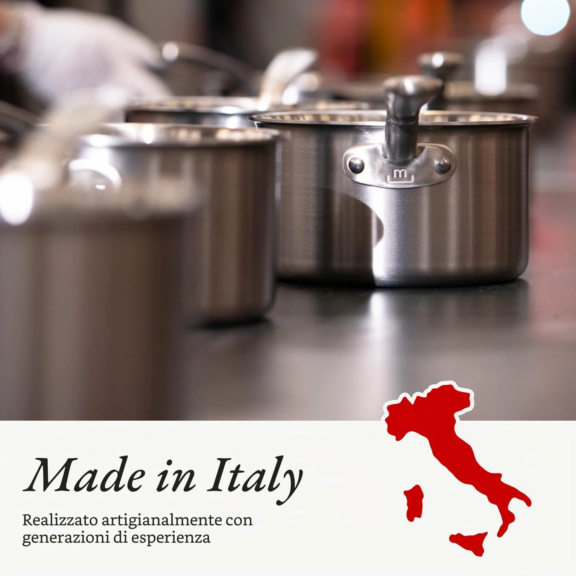 Made In Cookware - 4 Quarti Casseruola in acciaio inossidabile con coperchio - Prodotto in Italia - Pentola per salse rivestita in acciaio inossidabile a 5 strati - Pentole professionali