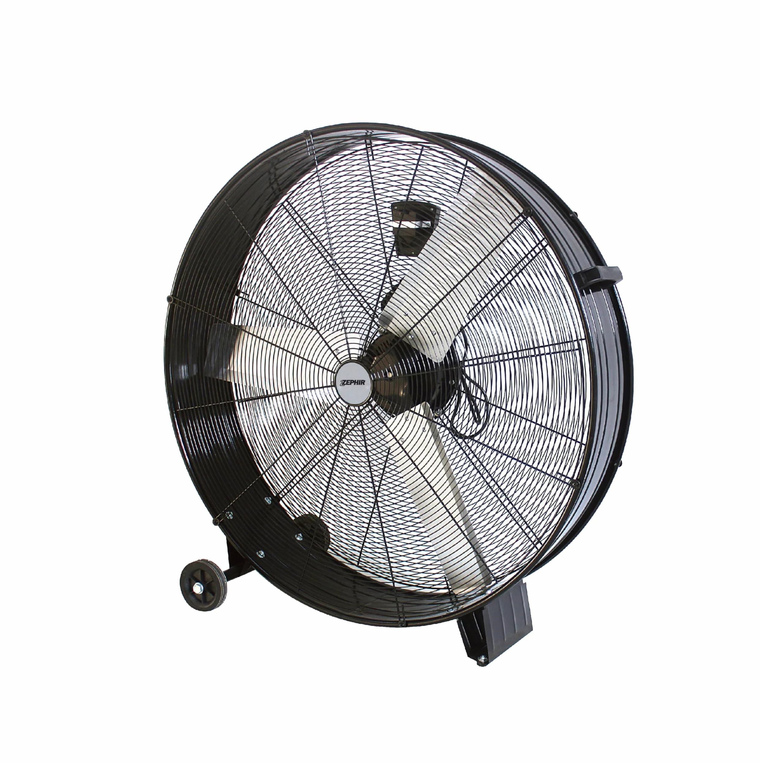 Zephir ZDM90CM Ventilatore Industriale da Terra Professionale con Ruote Struttura Interamente in Metallo Superpotente Pala 90 cm Gabbia 3 velocità selezionabili Motore da 360W, Nero
