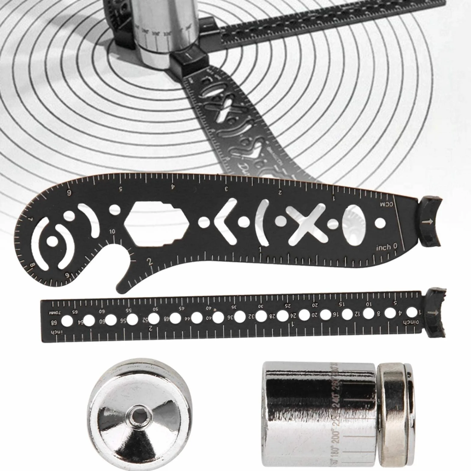 Multifunzione righello da disegno portatile con bussola magnetica per designer, artisti