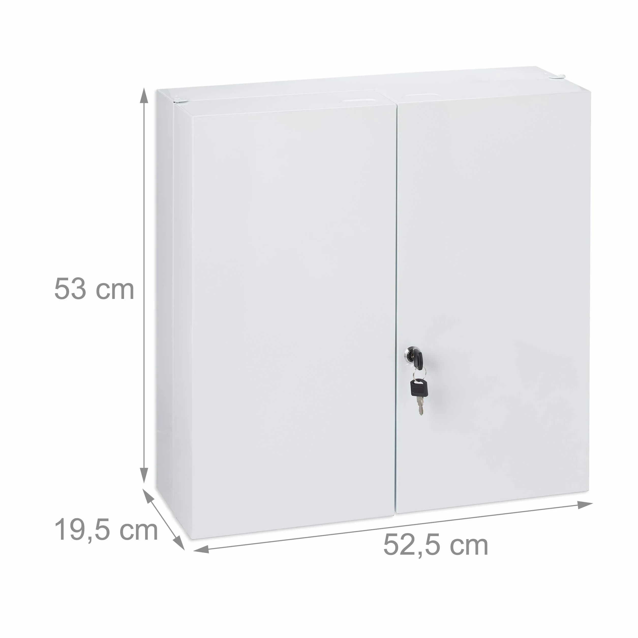 Relaxdays Armadietto Porta Medicinali XXL, 2 Ante, per Medicine, 11 Scomparti, Richiudibile, 53 x 52,5 x 19,5 cm, Bianco