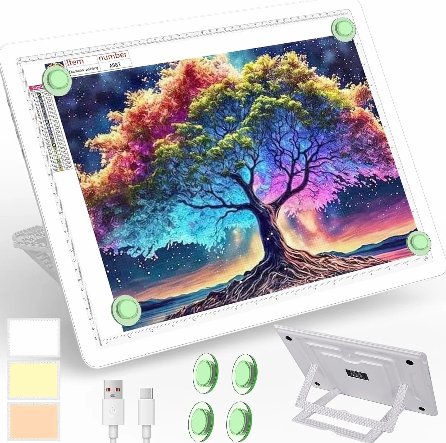 Phylosal Blocco luminoso ricaricabile A3 LED con supporto integrato, scatola luminosa magnetica per disegno