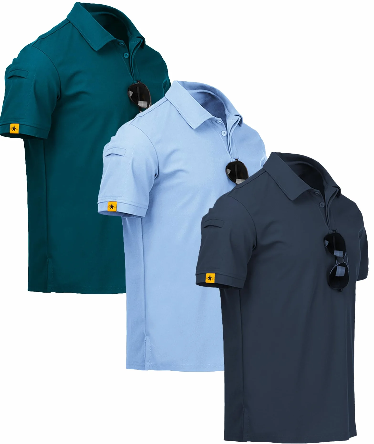 ZITY 3 Pack Polo Uomo Manica Corta Traspirante Asciugatura Rapida Camicia Sportiva Casual Golf Regular Fit