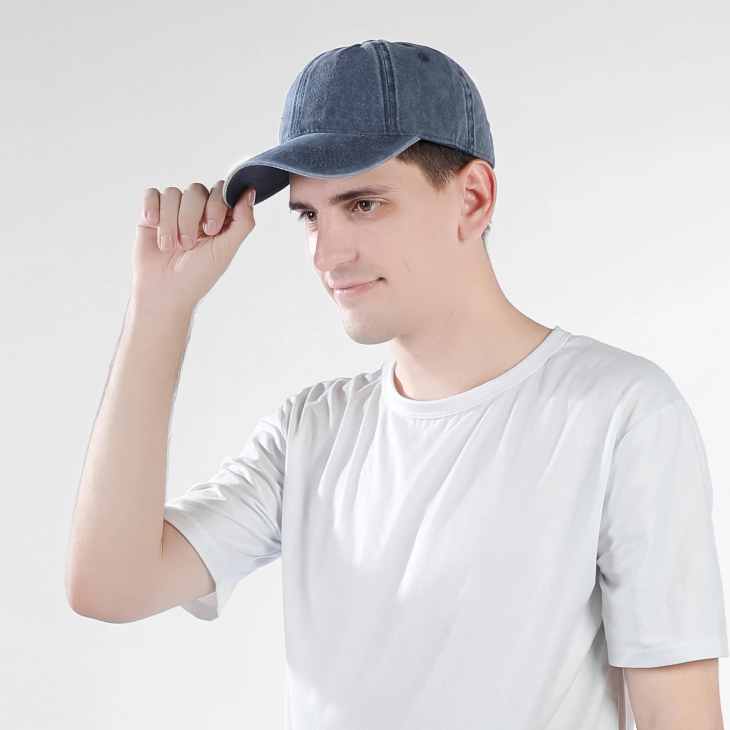 Cappellino da Baseball Unisex 100% Cotone Vintage Lavato Berretto Regolabile Visiera Curva