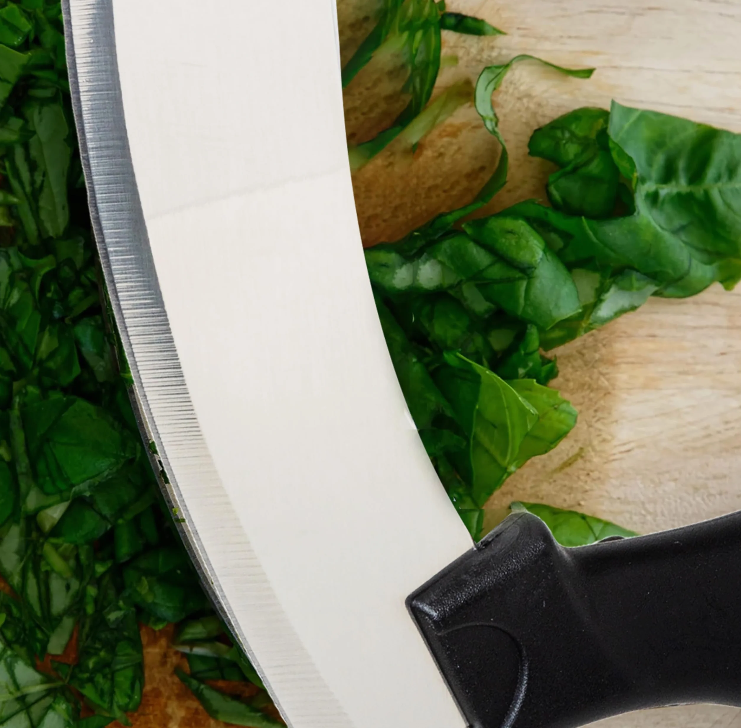 IPEA Coltello Mezzaluna da Cucina con Lama Curva in Acciaio Inox - Coltello Monogama per Tagliare Verdure, Erbe, Carne, Alimenti - Impugnatura Ergonomica - Taglio Preciso e Efficiente