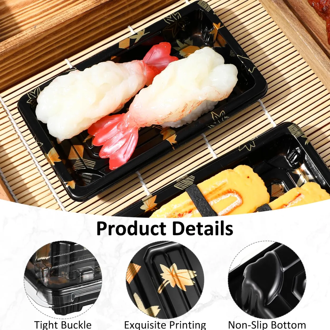 DOITOOL 50 contenitori usa e getta per sushi, per preparare i pasti, contenitori usa e getta, con coperchio, contenitori per alimenti per cucina, ristorante