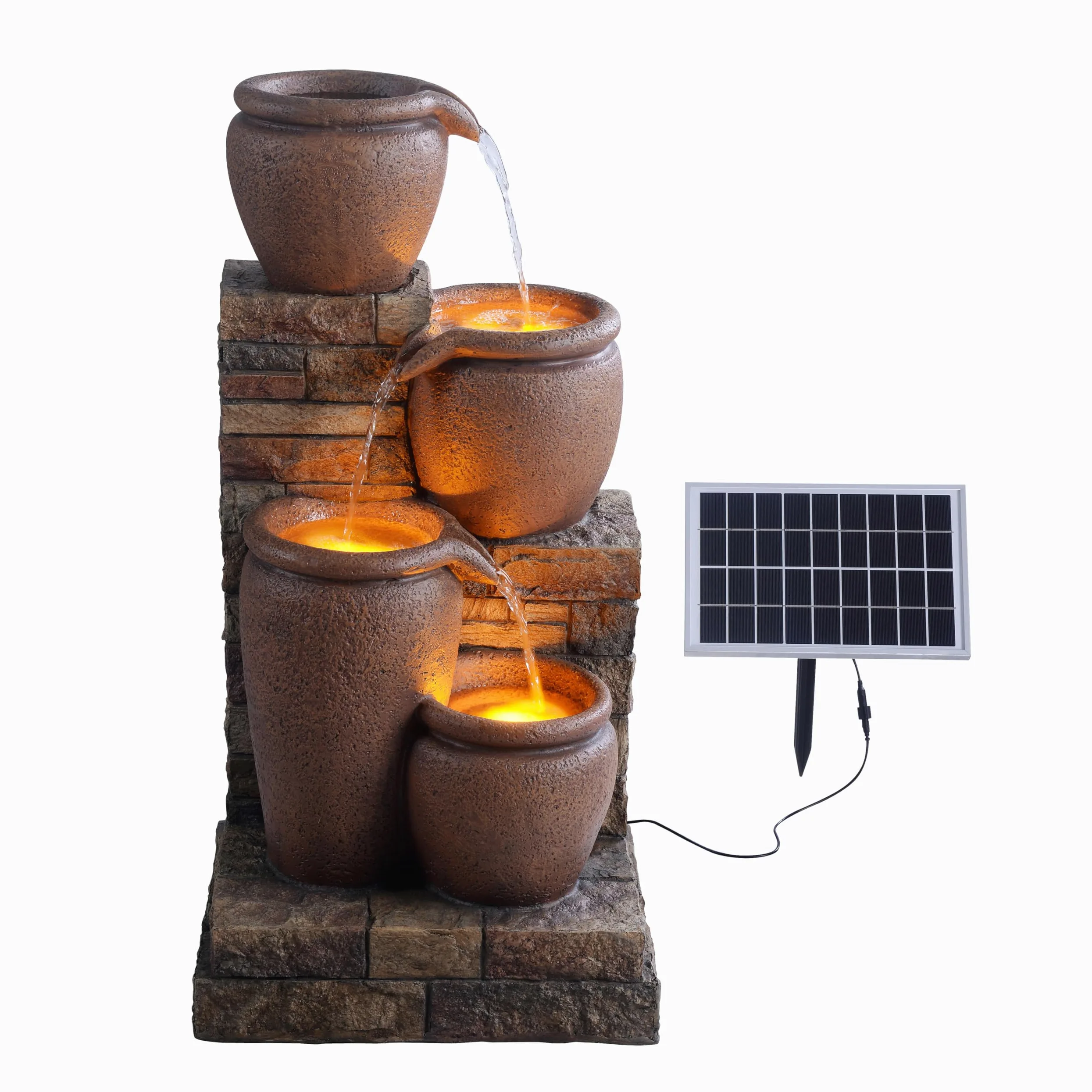 Teamson Home Fontana a cascata a 4 ripiani a energia solare, 78 cm, per ambienti esterni, terracotta