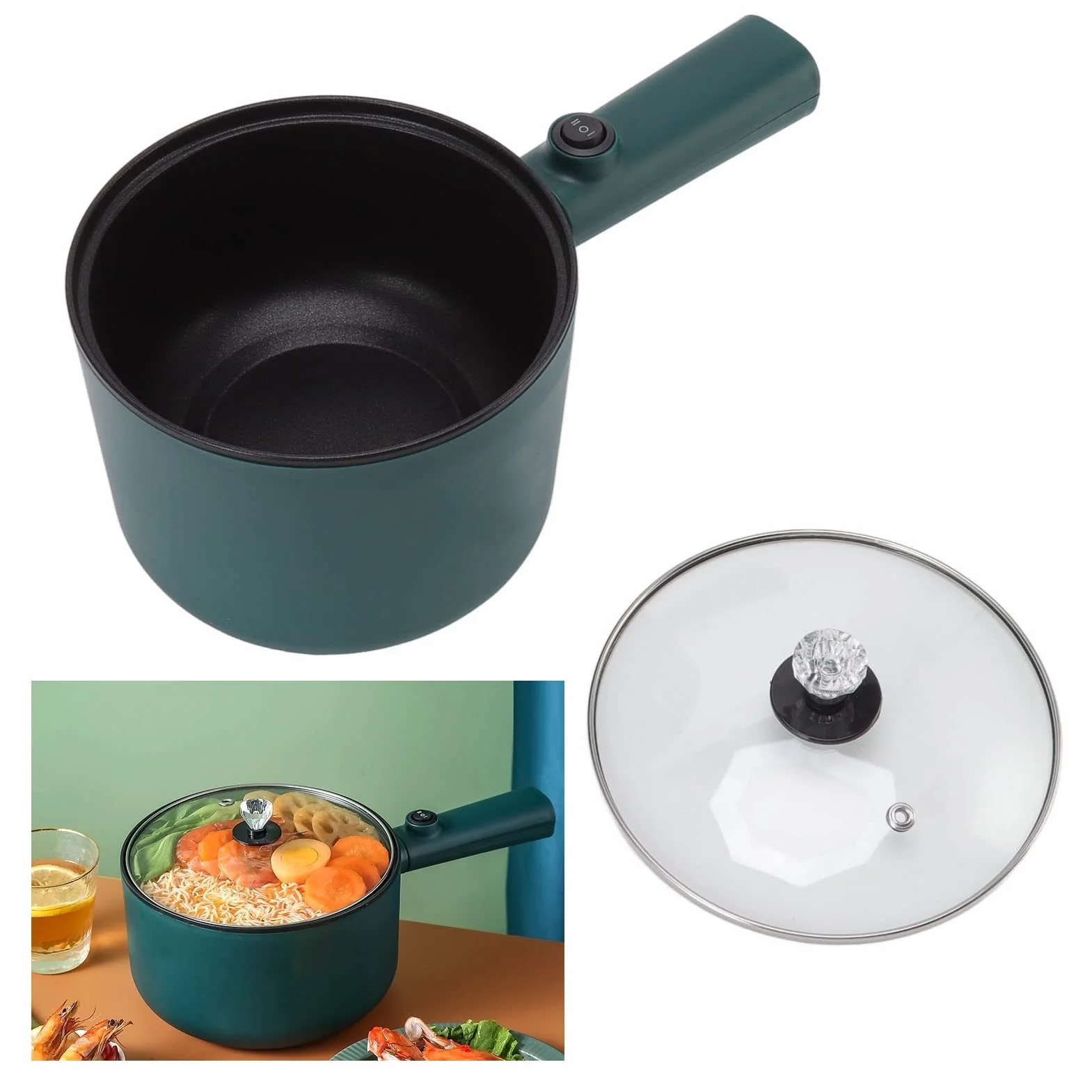 Pentola Calda Elettrica 1.8L Multifunzionale Antiaderente Portatile per Noodles
