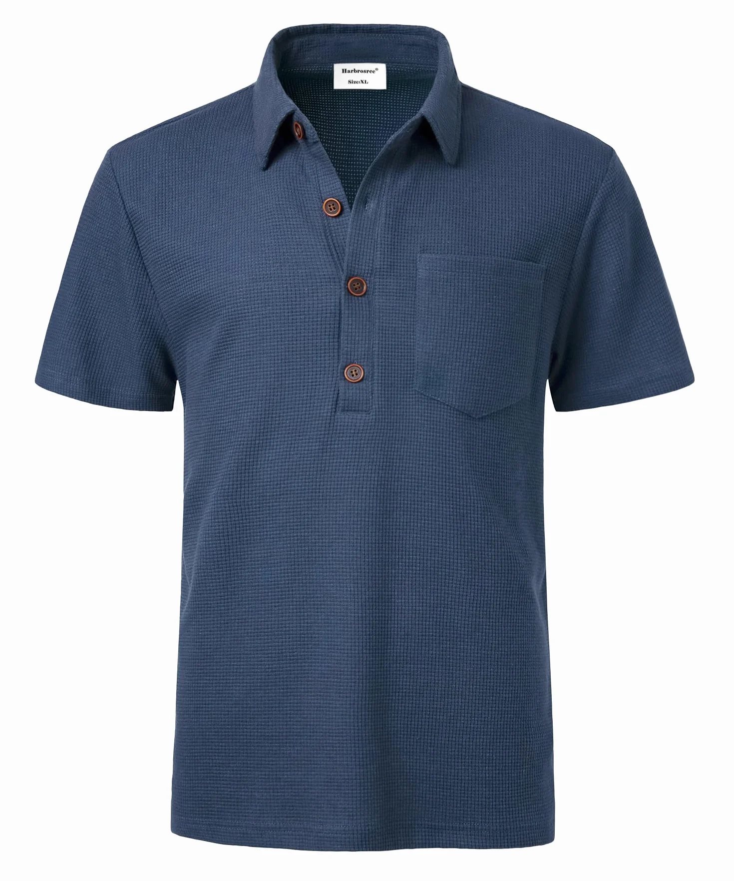 Polo da Uomo Manica Corta Tennis Golf Waffle a Maglia T-Shirt Ricami Poloshirt Camicia Cotone Piquet con Colletto e Bottoni Evolution