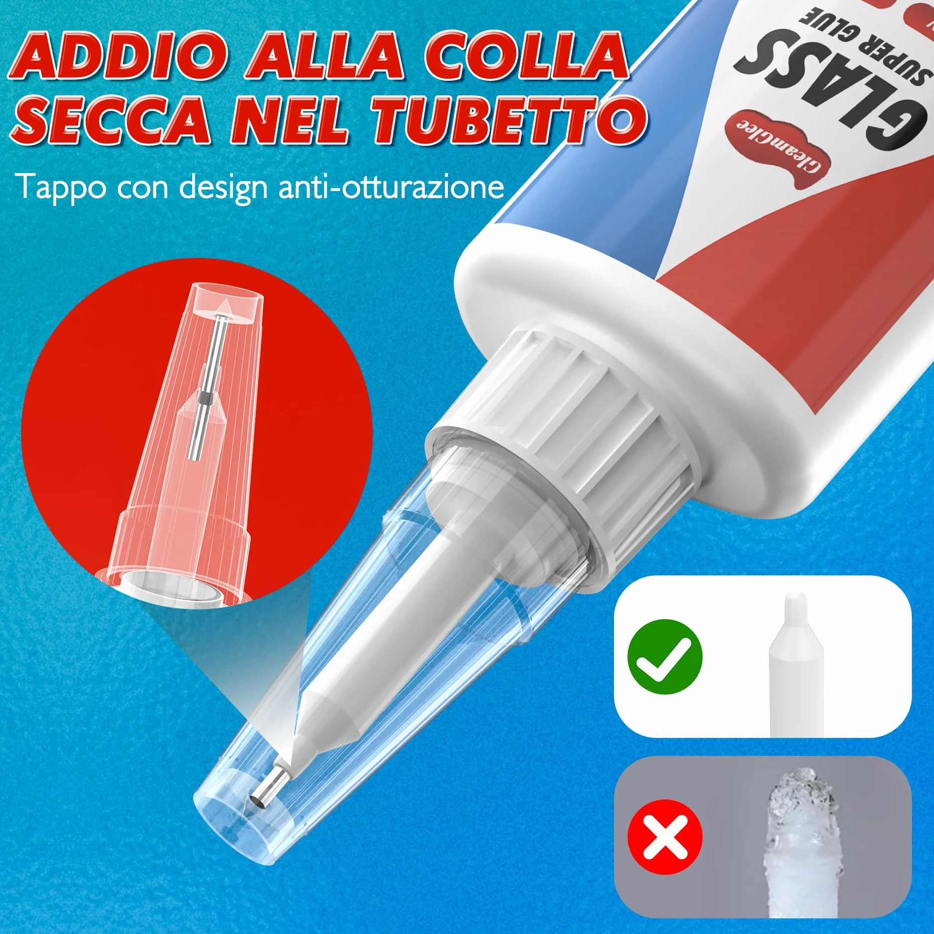 Colla per Vetro 35g Adesivo Istantaneo Trasparente Impermeabile per Acrilico Specchi Cristallo