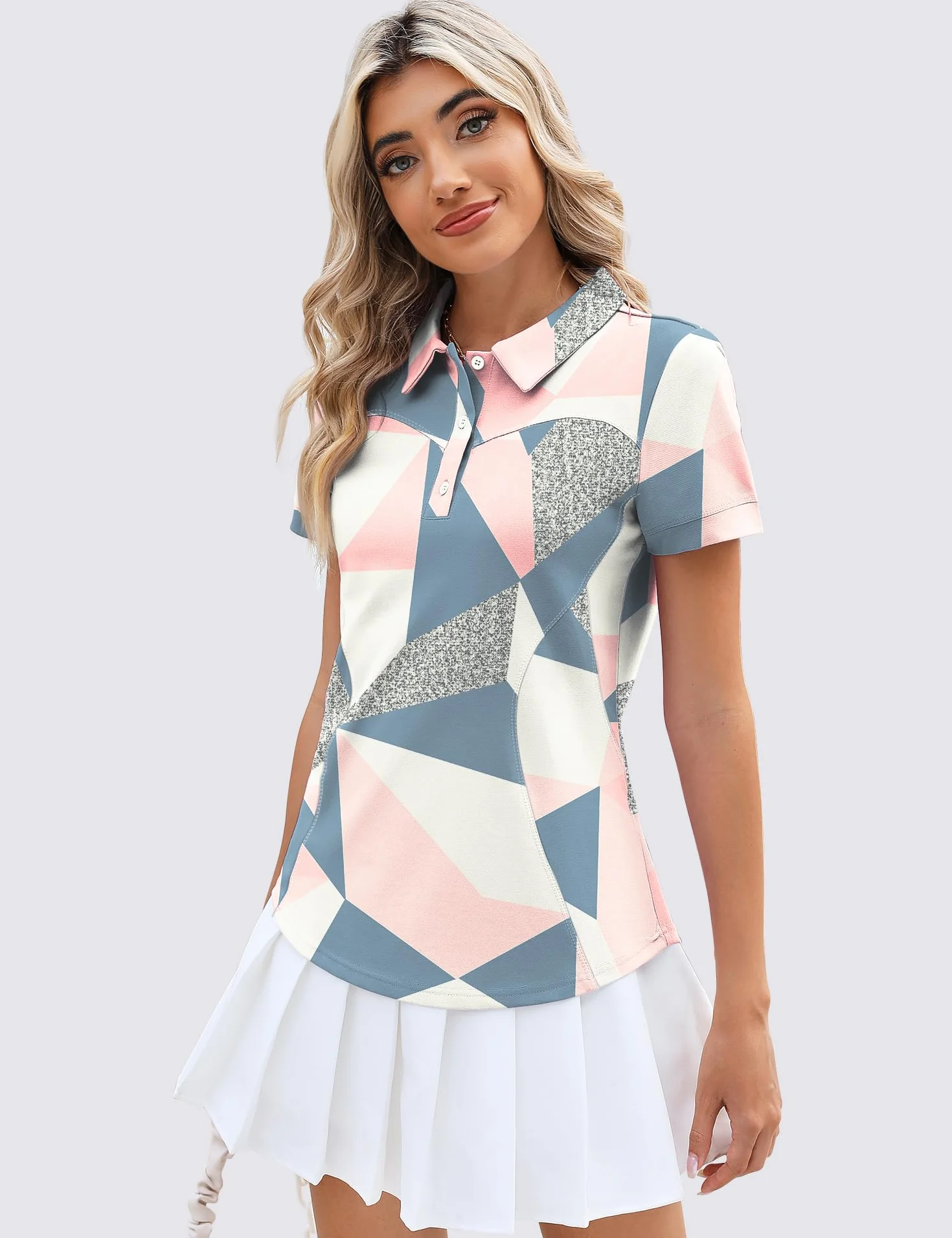 IECCP Polo da golf da donna a maniche corte in cotone con colletto leggero T-shirt traspirante estiva da lavoro casual top 2025