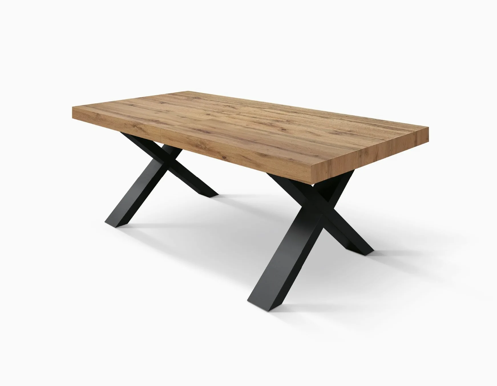 PAZZO DESIGN Tavolo Allungabile Marco, Tavolo Soggiorno, Cucina, Gambe Incrociate X Nere, Made in Italy, Rovere Rustico, 180x90x76 cm - id_1998