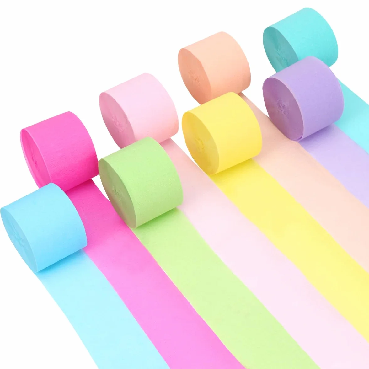 Carta Crespa Colorata 8 Rotoli, Nastro Carta Crespata 4,5 cm x 25 m, Decorazioni per Feste Matrimoni Compleanni