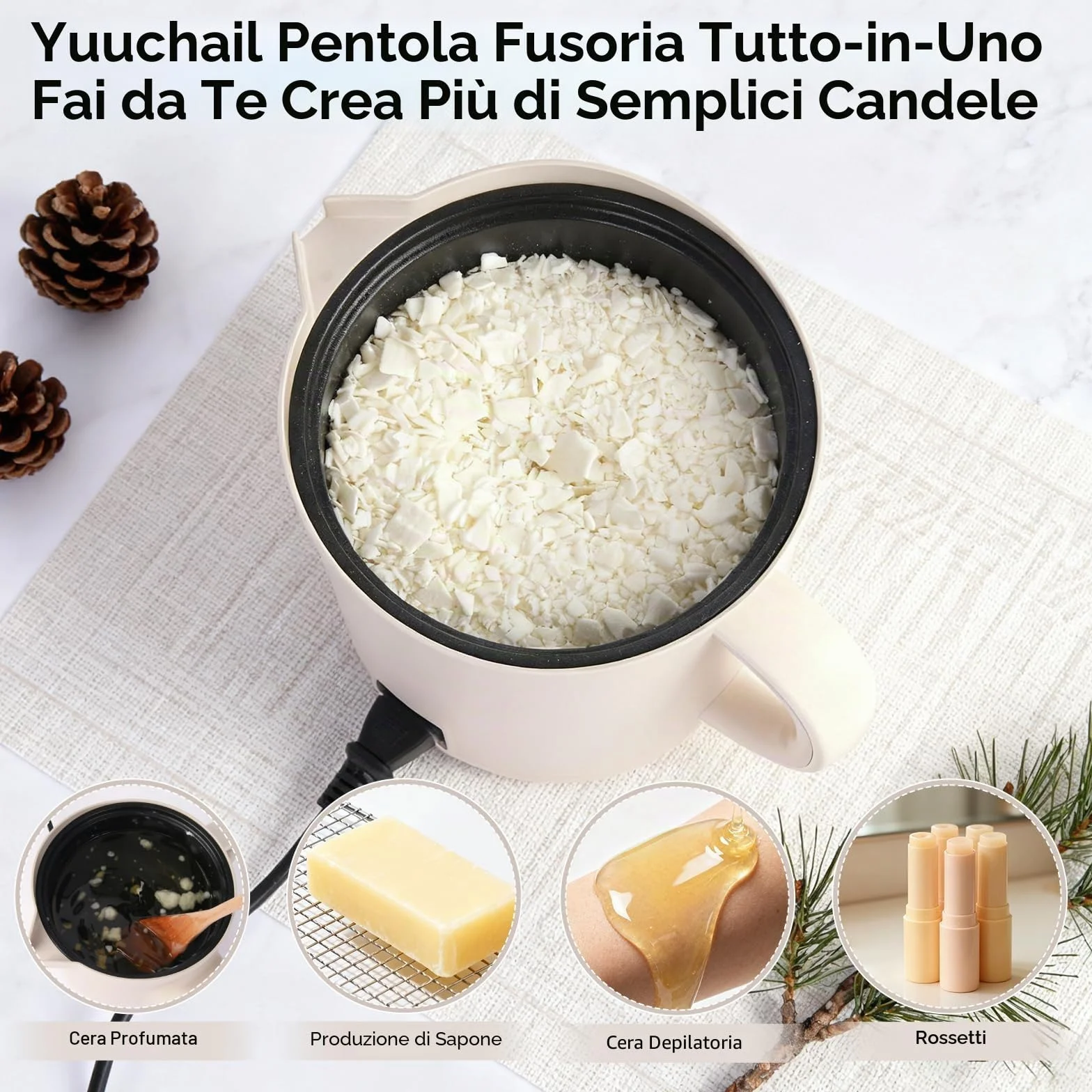 Sciogli cera elettrico da 1,5 litri con display digitale, controllo temperatura 30-150 °C, spegnimento automatico 3 ore per candele e sapone