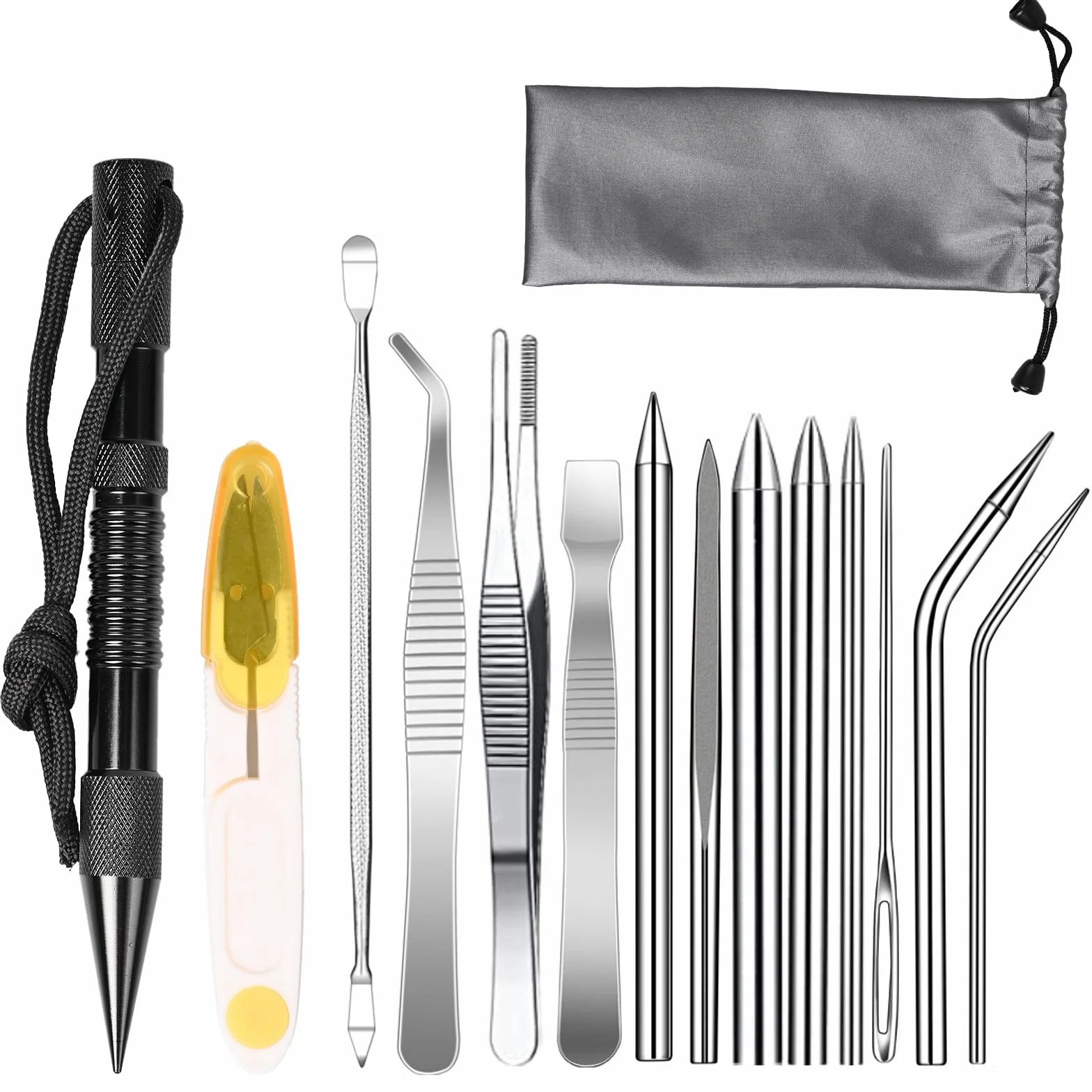 OWLMATE Set 14 pezzi aghi paracord acciaio inox strumento lisciante nodo nero