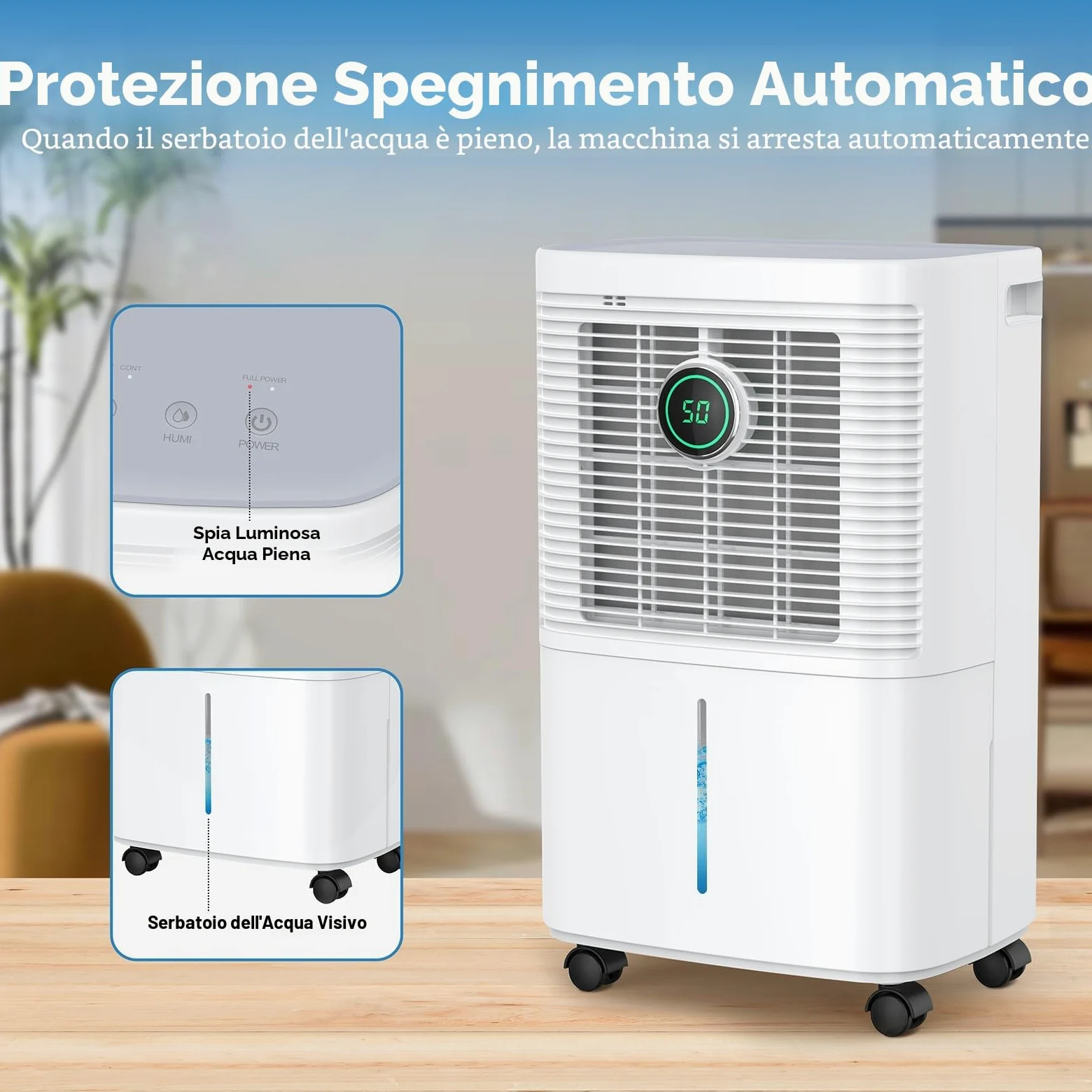 Innvitop Deumidificatore Casa Muffa 16L/24h con Display Digitale Dell'umidità, Deumidificazione Smart, Asciugabiancheria, Timer, Tanica Estraibile, per Camera da Letto, Cantina, Lavanderia