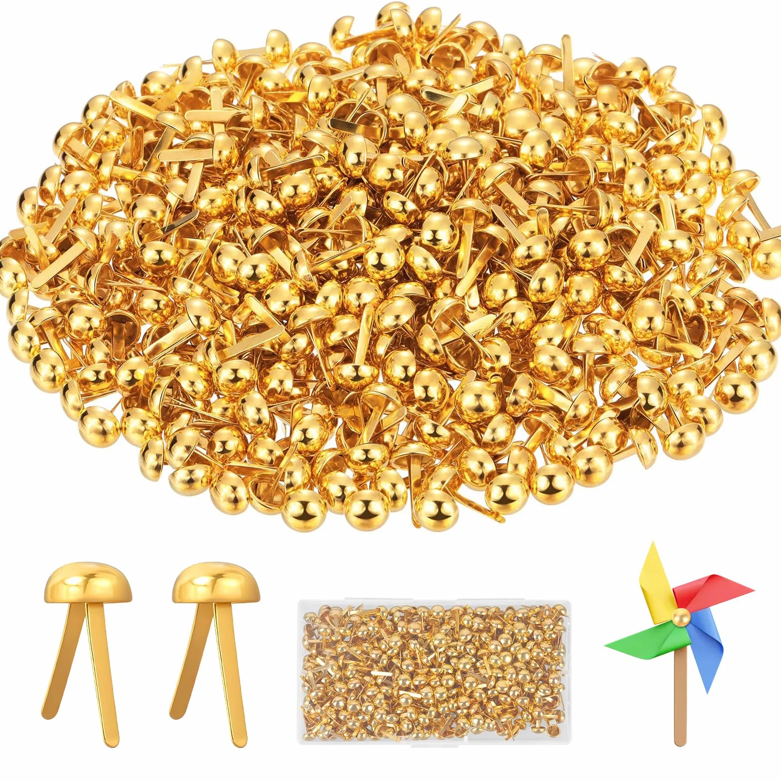 400 Pezzi Fermacampioni, 8mm Fermacampioni Piccoli Oro con Casella, Rotondo Riutilizzabile Ferma Campione per La Scuola Ufficio Carta Lettera Clip Craft Fai da Te
