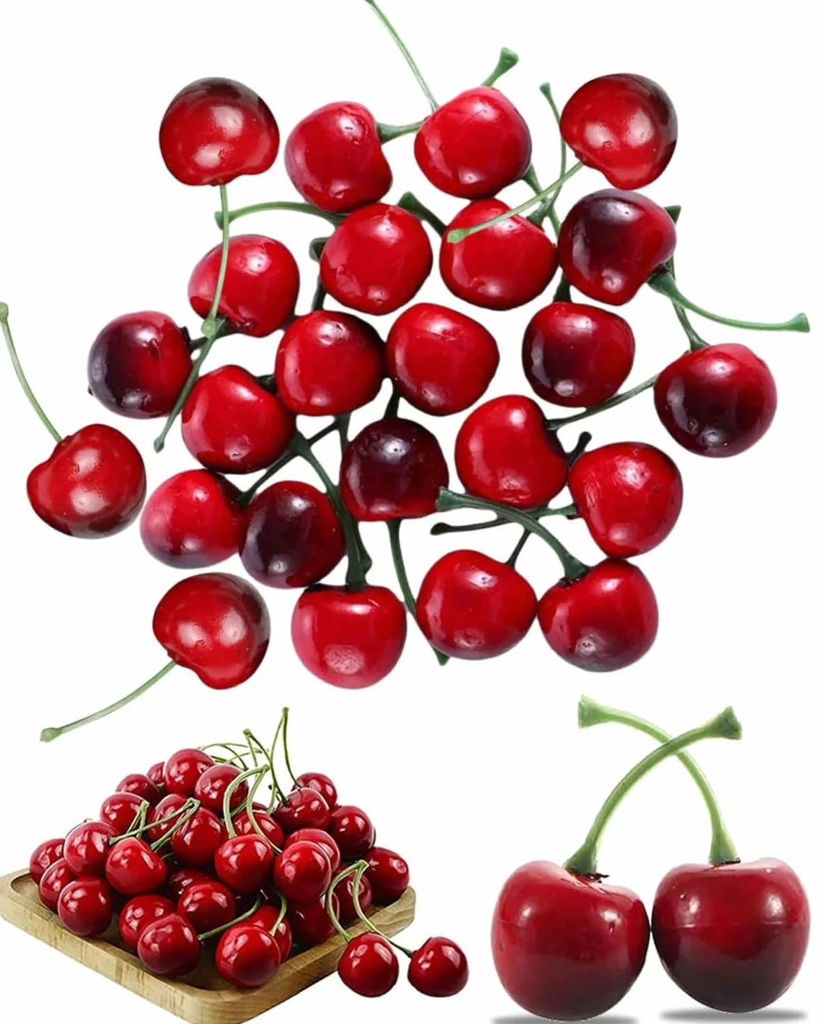 Ciliegie Artificiali 20 Pezzi Decorazione Frutta Finta Realistica per Casa Cucina
