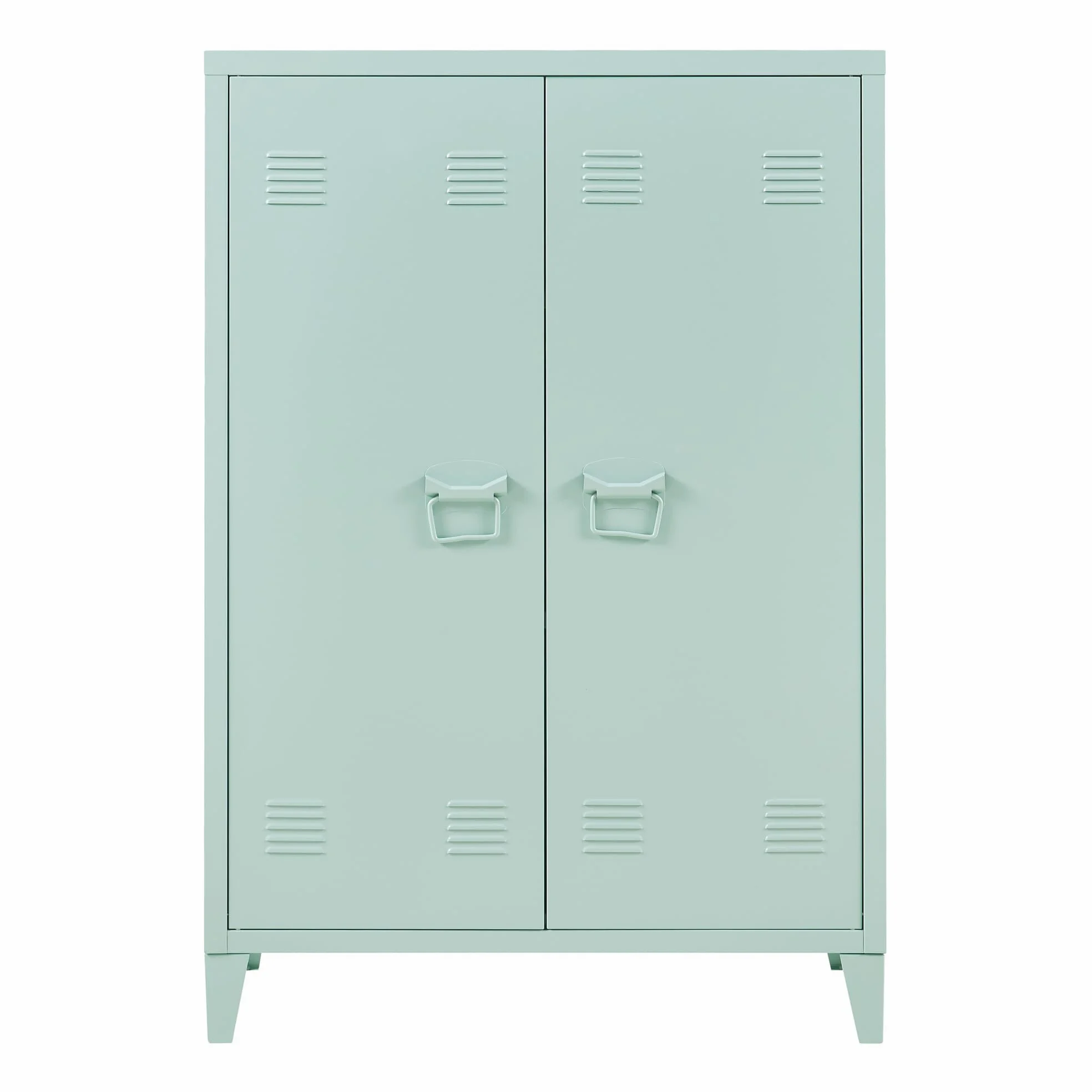 [en.casa] Armadietto da Ufficio Mobile in Acciaio per Archivio Armadio a 2 Ante e Ripiani 110 x 75 x 33 cm Verde Pastello