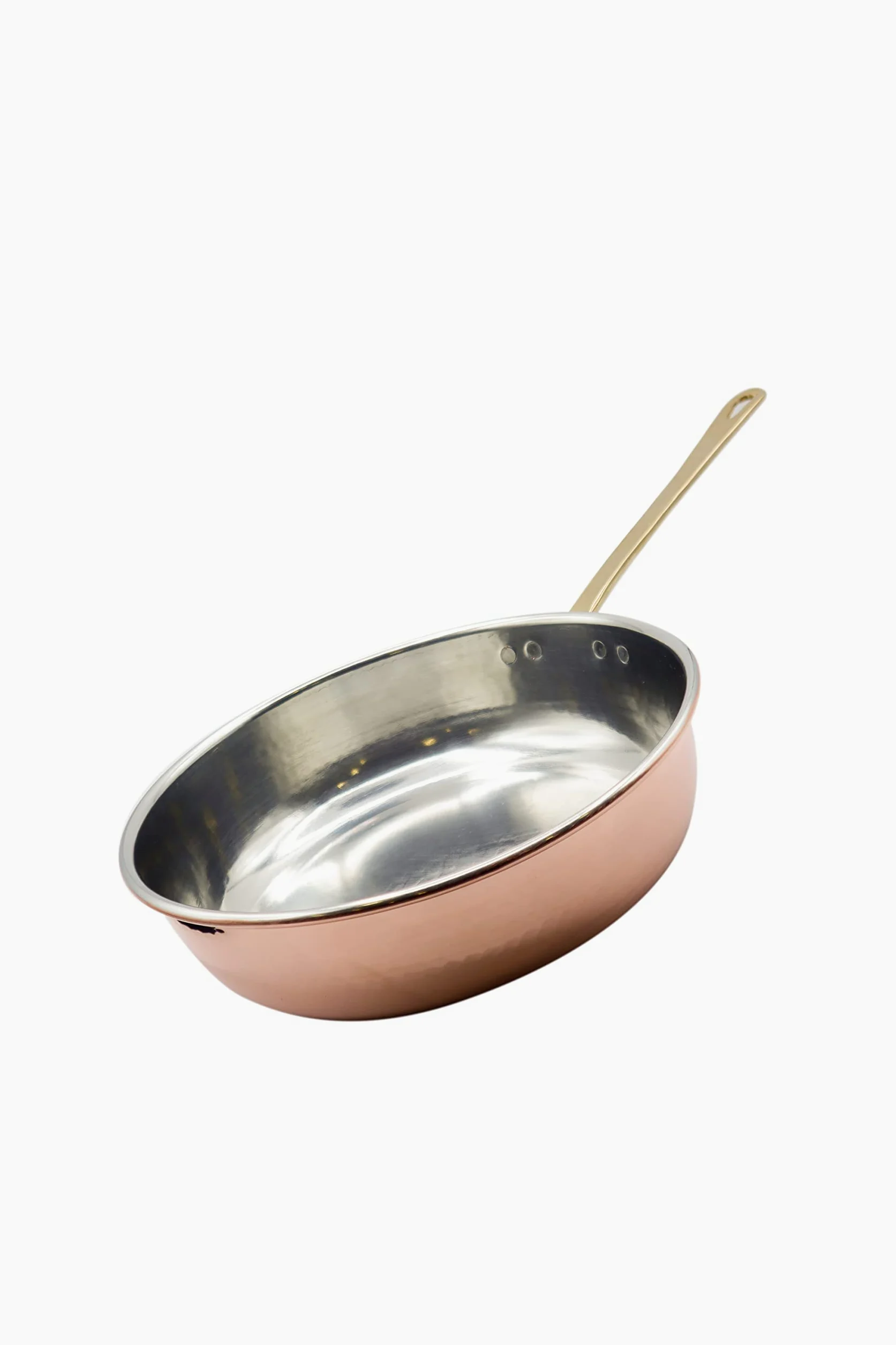 CREARTISTIC Padella Rame Professionale Stagnato Saltapasta 34x8,5 cm - 5,6 L Spessore 1,2 mm, Con Manico in Ottone, Pentola per pasta, Martellato a Mano - Made in Italy