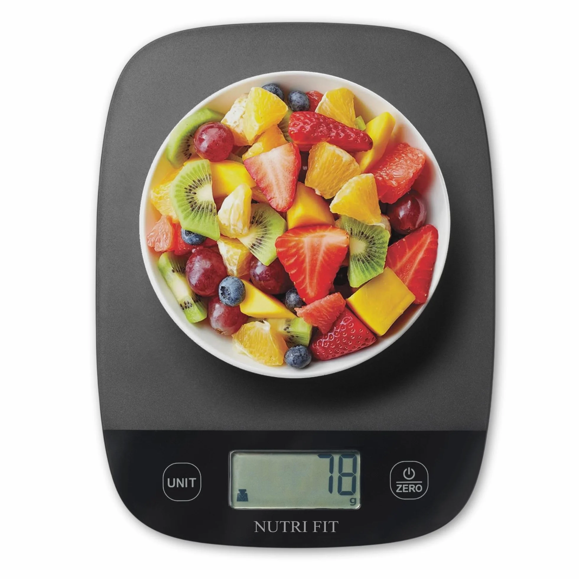 NUTRI FIT Bilancia digitale da cucina ultra sottile Bilancia elettronica multifunzione Bilancia da cucina grande display in plastica piattaforma 5kg/11lb-1g lb.oz fl.oz g ml (nero)