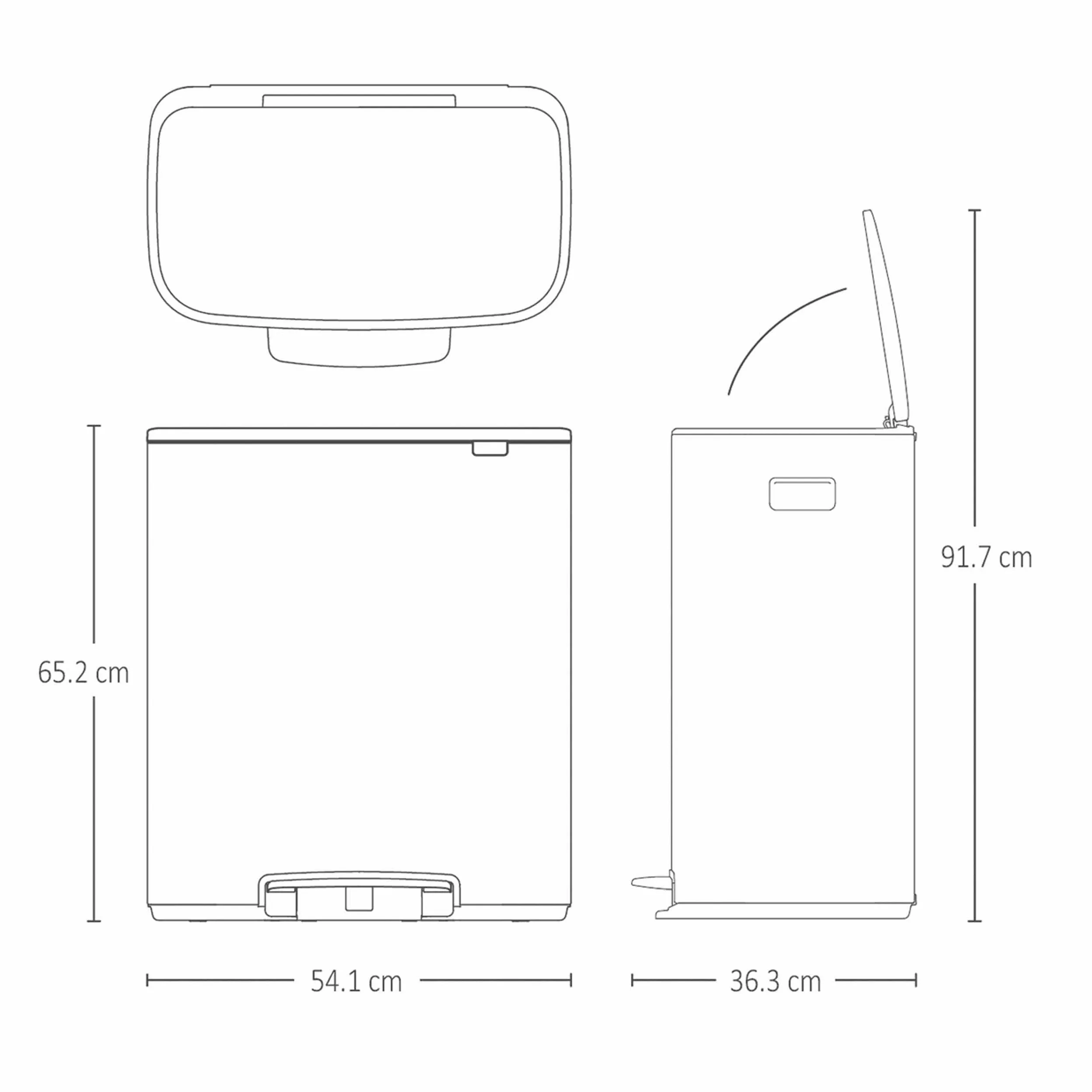 Brabantia Pattumiera Bo a Pedale 2x30 L – Cestino con due secchi spazzatura interni da 30L (Soft Grey) Secchio spazzatura grande da cucina – Coperchio Soft Closing