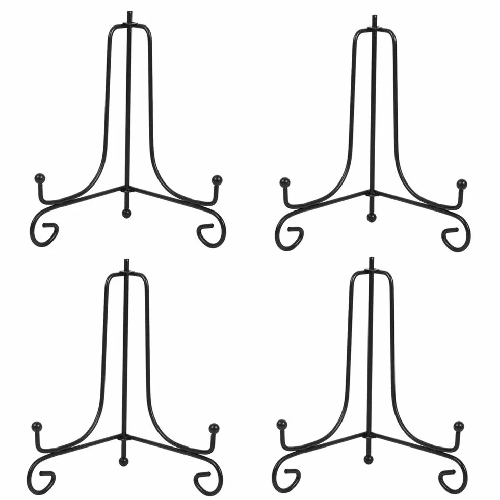 Supporto espositore in ferro per foto, cavalletto in ferro nero, espositore per cornici, libri di cucina, piatti decorativi, tablet e arte, 20 cm (confezione da 4)