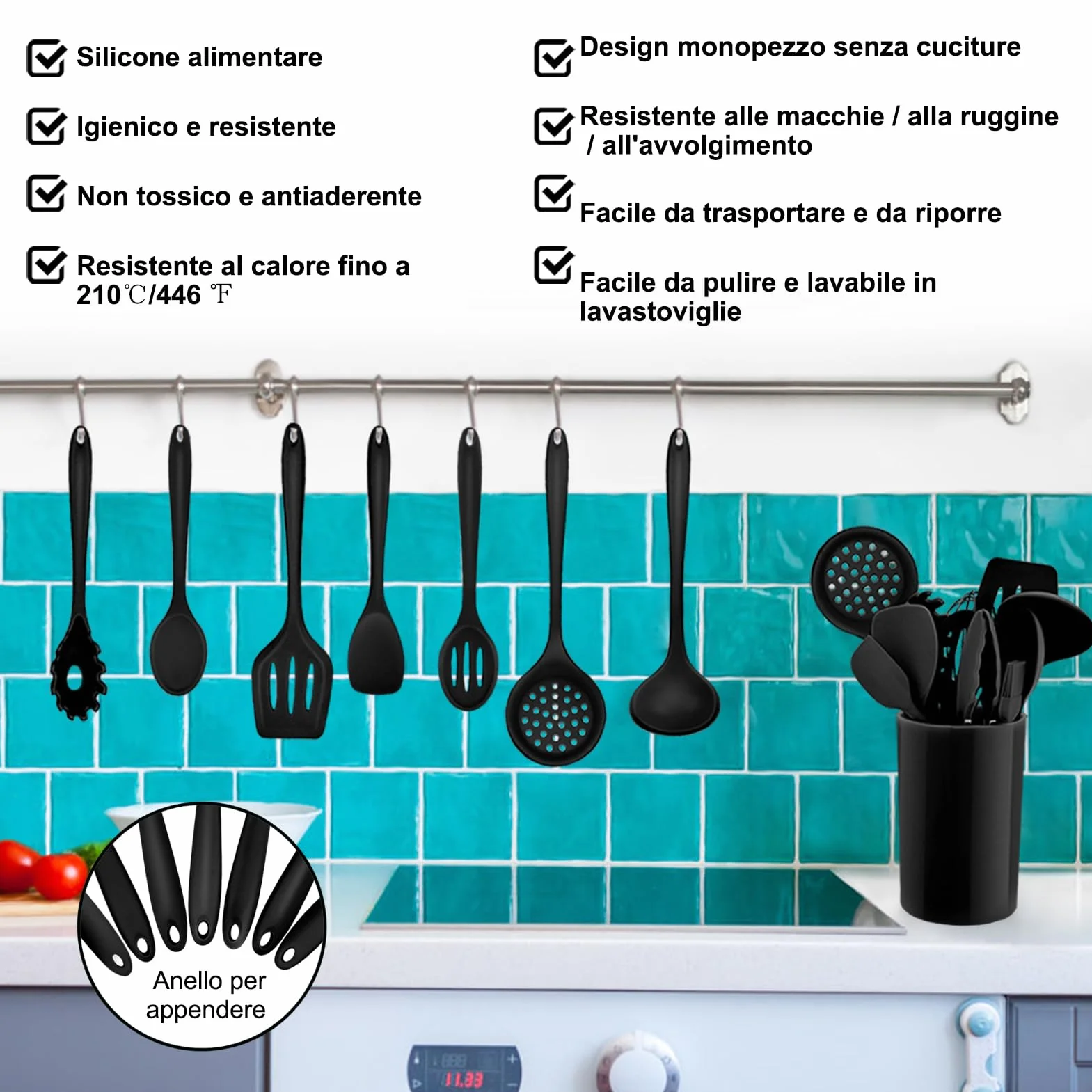 Homikit 12 Pezzi Utensili Cucina Silicone