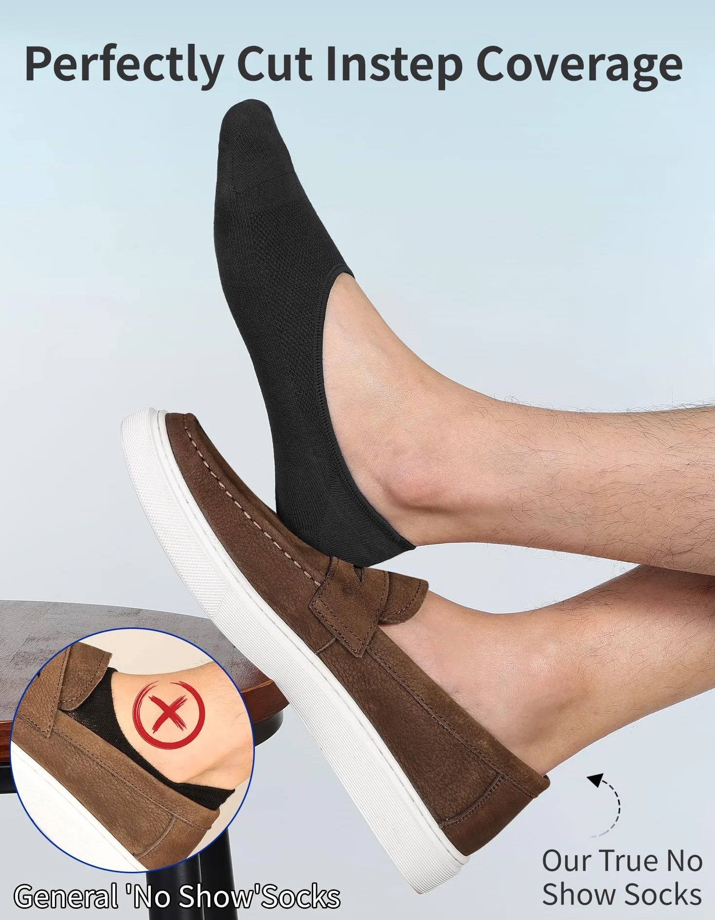 CLOSEMATE 6 Paia Calze Fantasmini Uomo in Cotone Invisibili con Silicone Antiscivolo Taglio Basso Nero Bianco